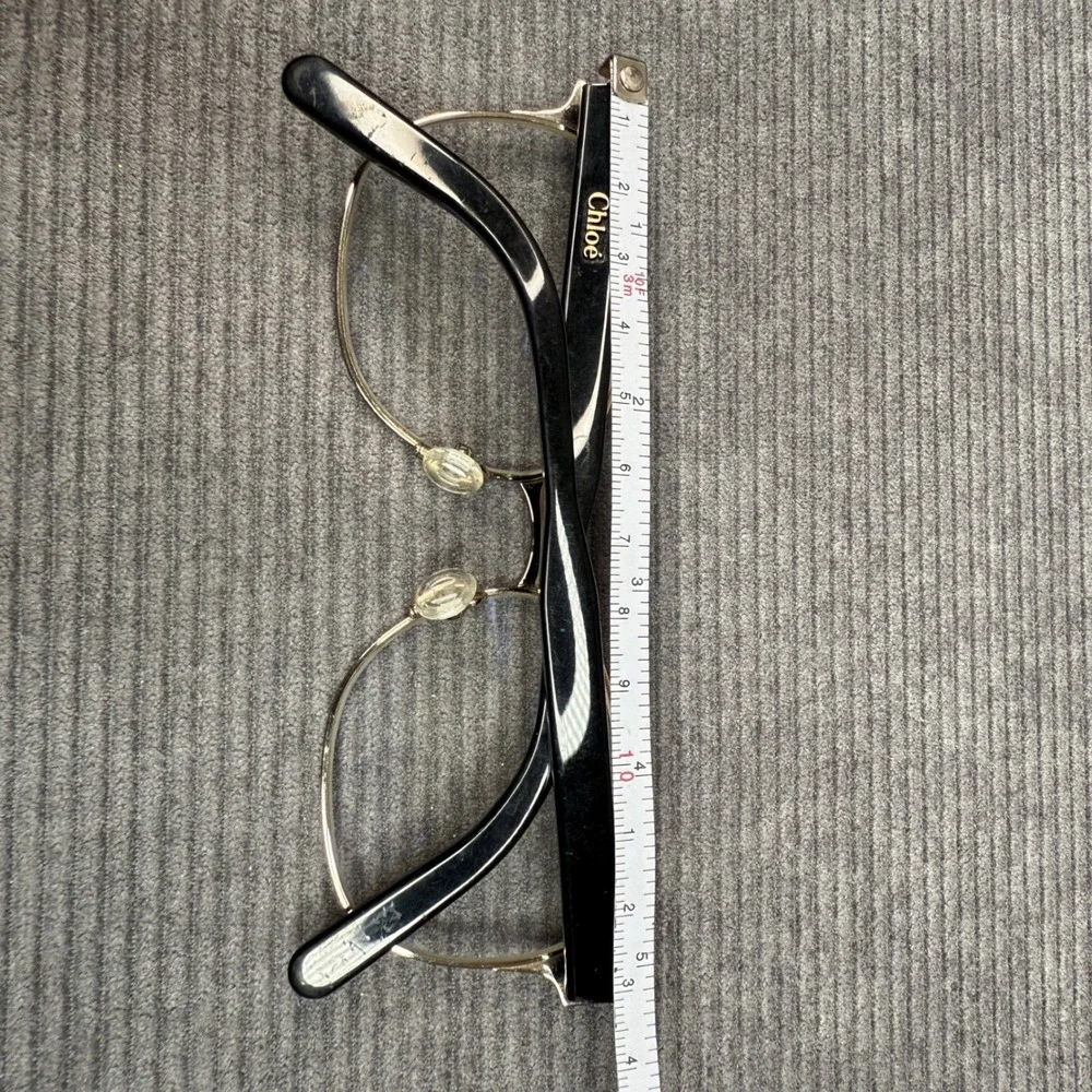 Chloe‎ CE2131 752 Cat Eye Y2K Eyeglasses Black Gold Metal Frame Italy 53-17-140
